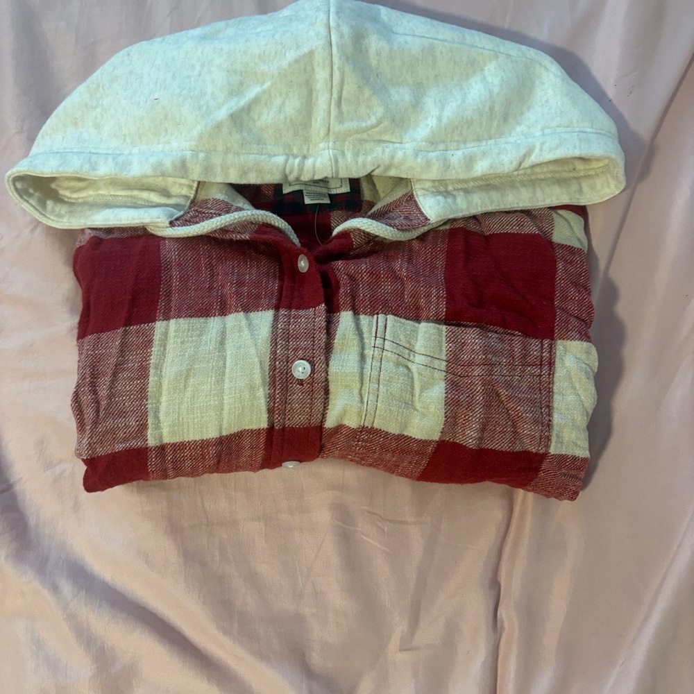 American Eagle Outfitters Red and Cream Plaid Jacket